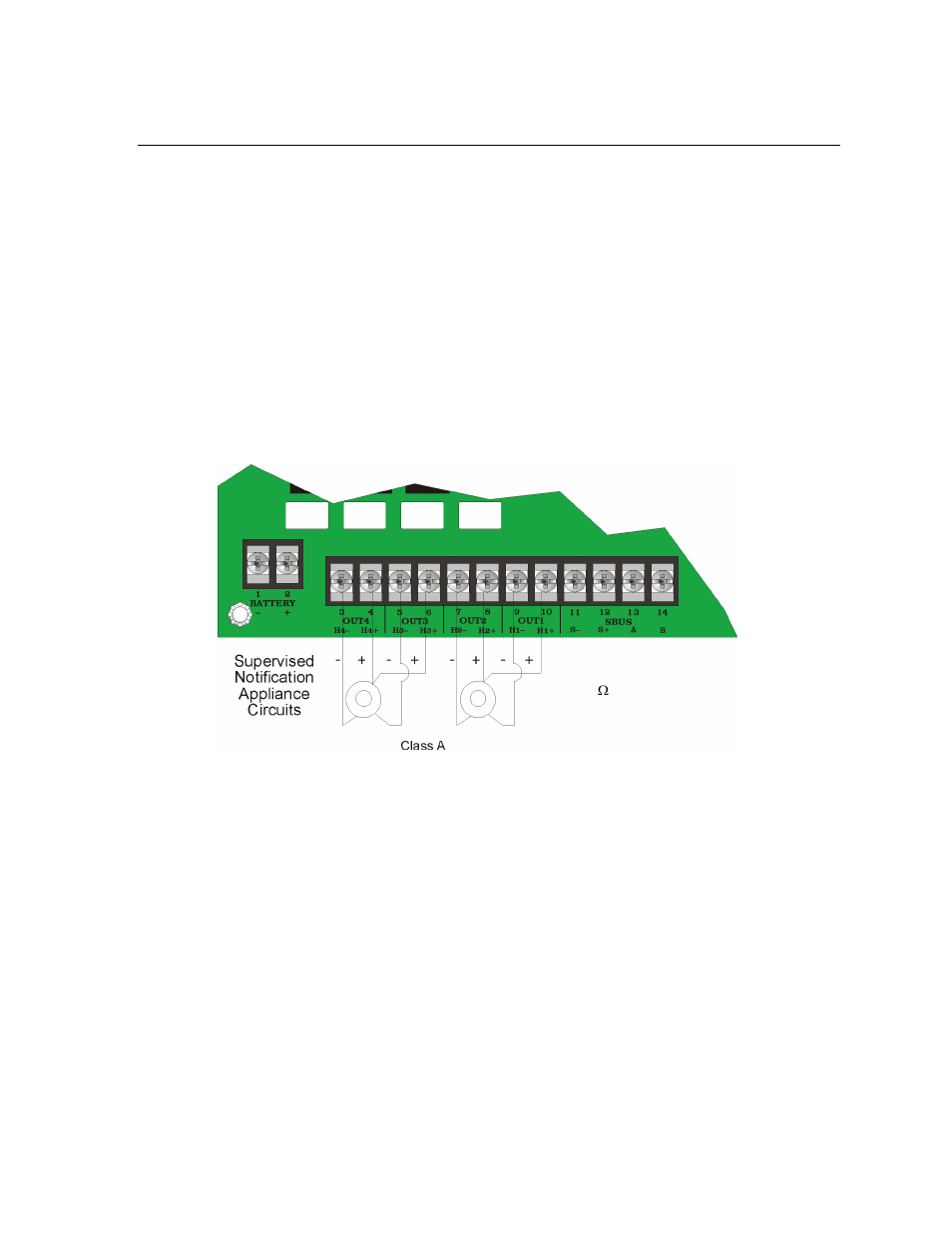 4 notification appliance wiring, 1 class a supervised wiring, Notification appliance wiring -5 | 1 class a supervised wiring -5, Class a output notification circuits -5, 4 for notification appliance wiring informat | SilentKnight 5496 6A Intelligent Remote Power Supply User Manual | Page 17 / 38