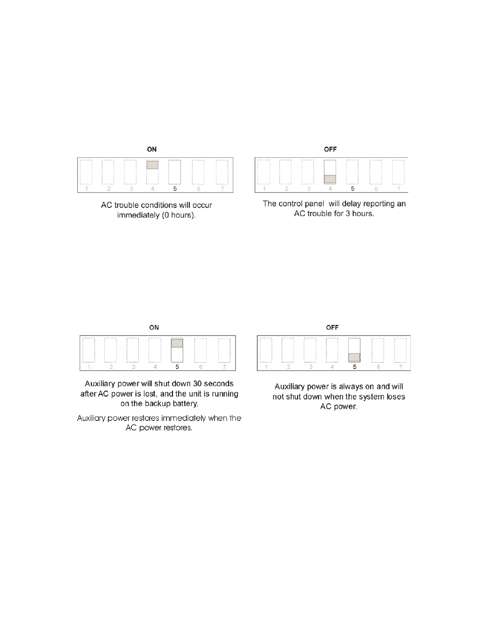 3 setting the loss of ac delay, 4 setting the auxiliary output, Section 4.8.4 for det | SilentKnight 5499 9A Distributed Power Module User Manual | Page 26 / 56