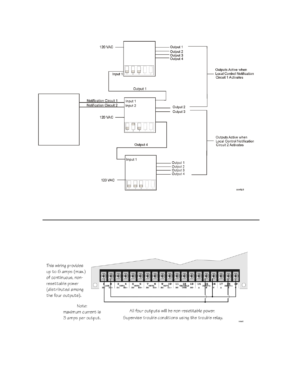 2 non-resettable power application, Relays (see section 5.2 for det | SilentKnight 5499 9A Distributed Power Module User Manual | Page 29 / 56