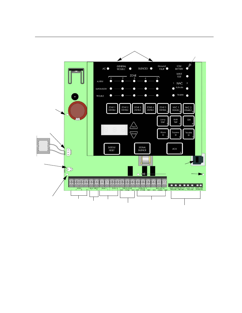 5 board assembly diagram, Board assembly diagram | SilentKnight 5600 User Manual | Page 25 / 114