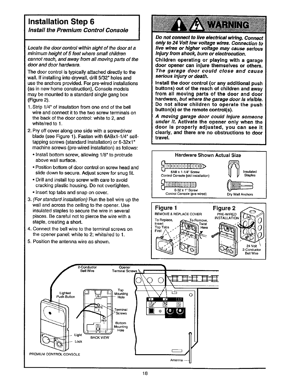 Installation step 6, Figure 2, Я||||||ц|||||[тптп | Install the premium control console, Figure 1 figure 2 | Craftsman 139.53975SRT User Manual | Page 18 / 40