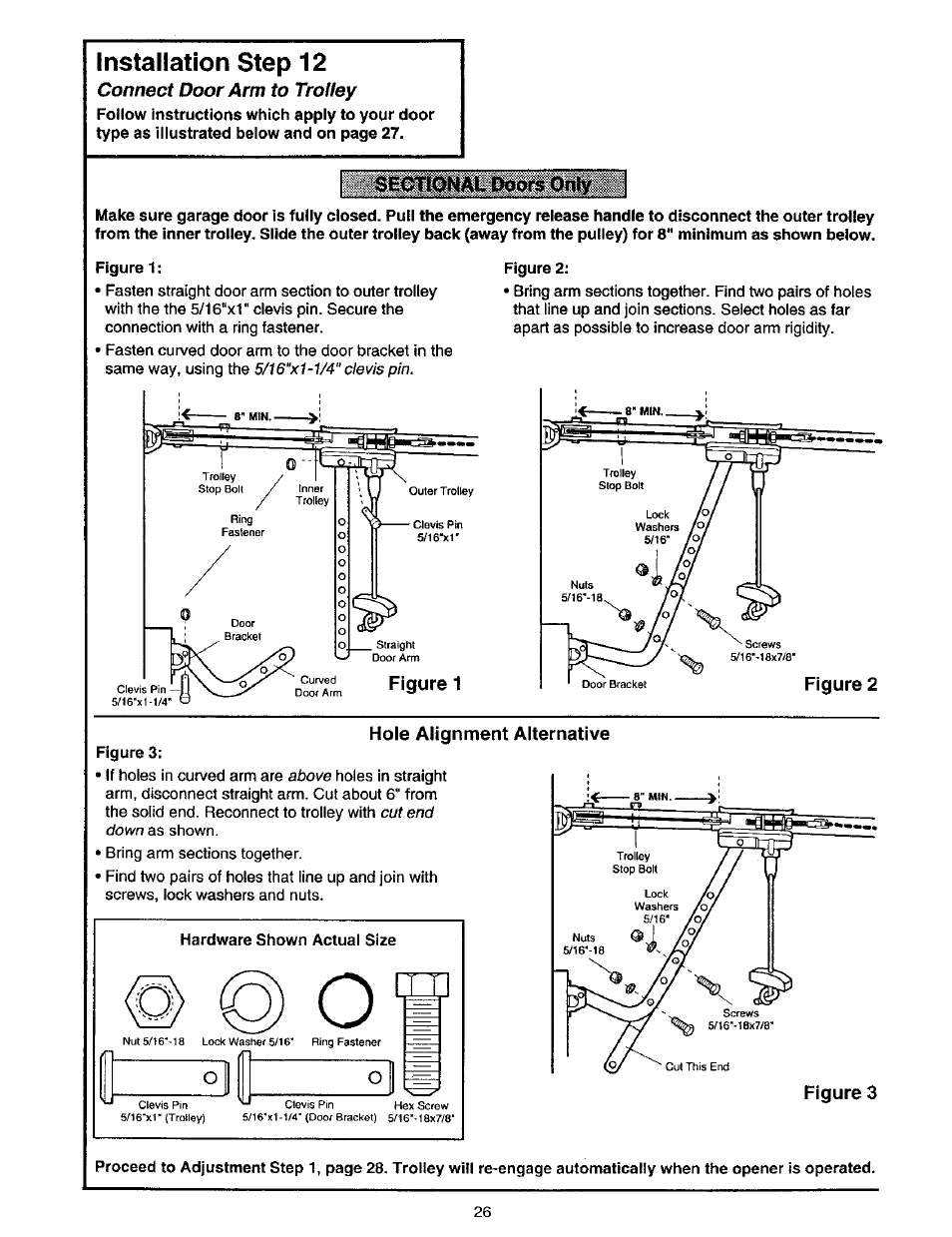 Installation step 12, Hole alignment alternative | Craftsman 139.53975SRT User Manual | Page 26 / 40