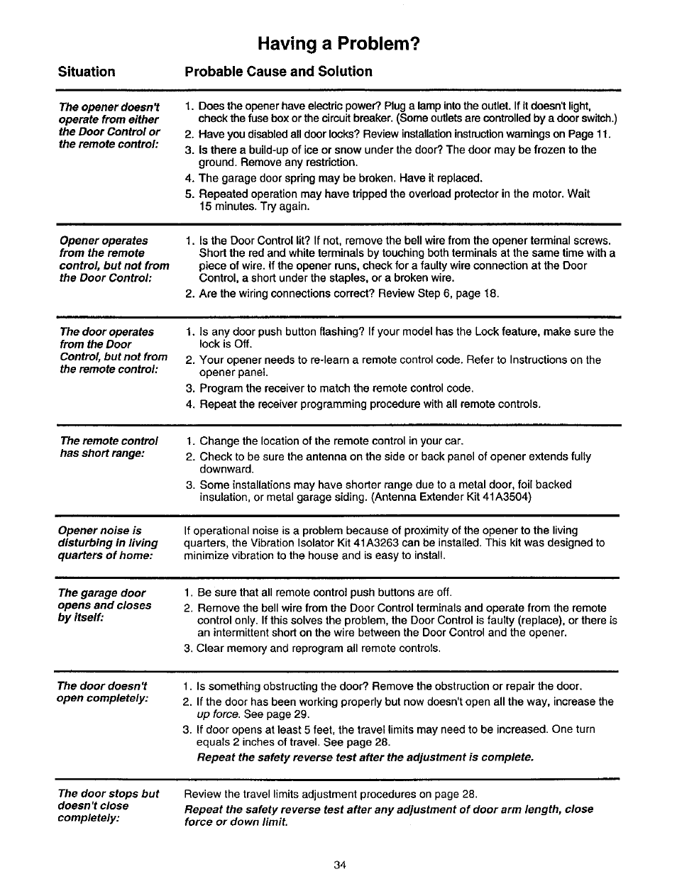 Having a problem | Craftsman 139.53975SRT User Manual | Page 34 / 40