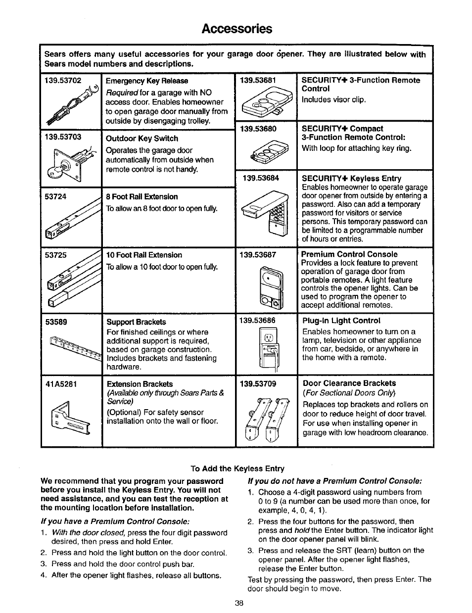 Accessories | Craftsman 139.53975SRT User Manual | Page 38 / 40