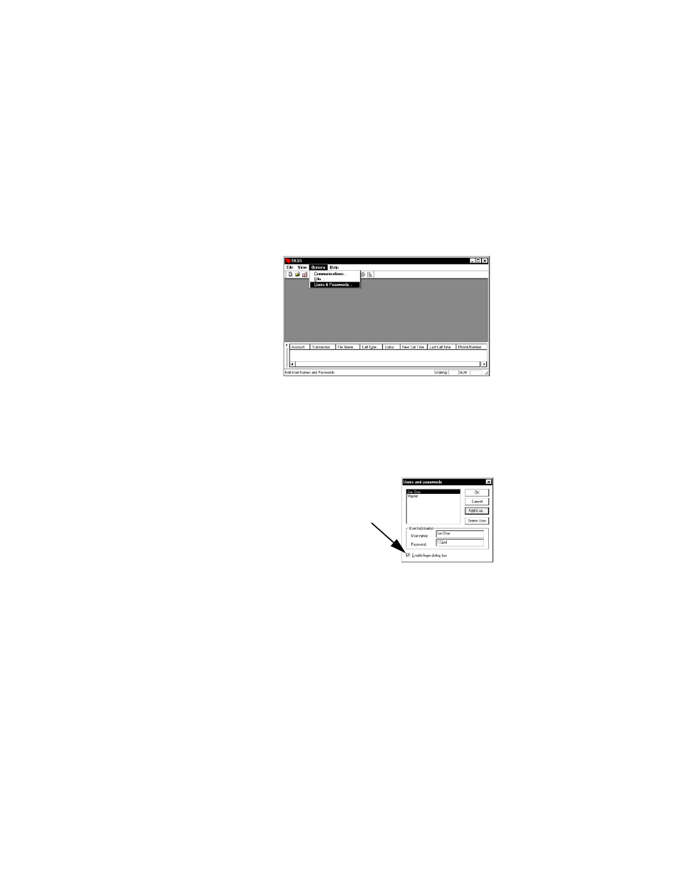 Using password protection, Initial password, Adding/editing/deleting users and passwords | Turning password protection on/off | SilentKnight 5660 Silent Knight Software Suite User Manual | Page 9 / 28