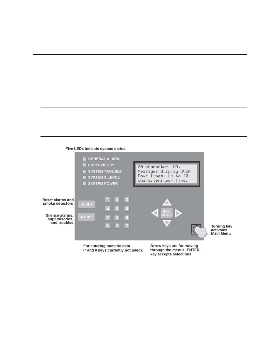 Section 8 system operation, 1 user and installer default codes, 2 annunciator description | 1 lcd display, 2 banner, User and installer default codes, Annunciator description, 1 lcd display 8.2.2 banner | SilentKnight 5820XL User Manual | Page 147 / 236