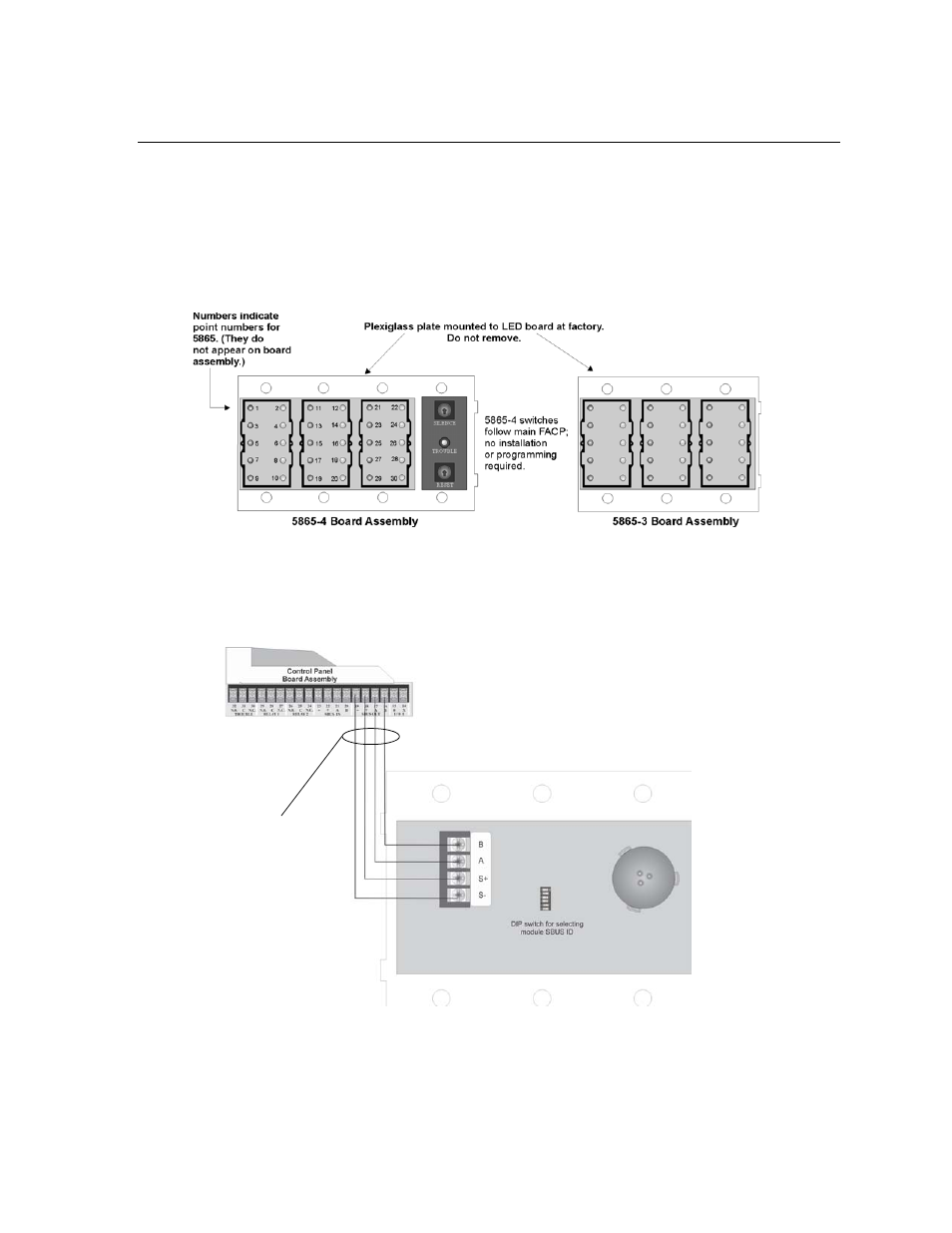 9 5865-3 / 5865-4 led annunciator installation, 1 5865 connection to panel, 5865-3 / 5865-4 led annunciator installation | SilentKnight 5820XL User Manual | Page 53 / 236