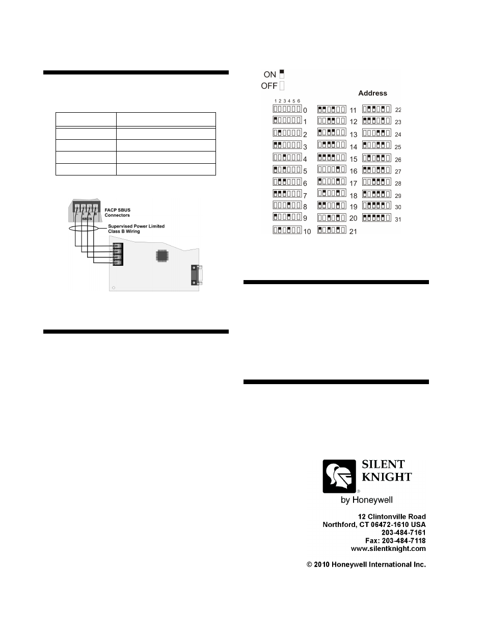 Wiring to a facp, Setting dip switches, Connecting to a printer | For more information | SilentKnight 5824 Serial/Parallel Module User Manual | Page 2 / 2