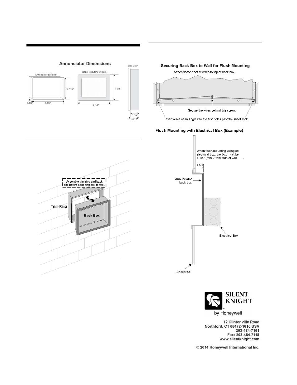 Mounting the 5860, Surface mounting, Flush mounting | SilentKnight 5860/5860R Remote Annunciator User Manual | Page 2 / 2