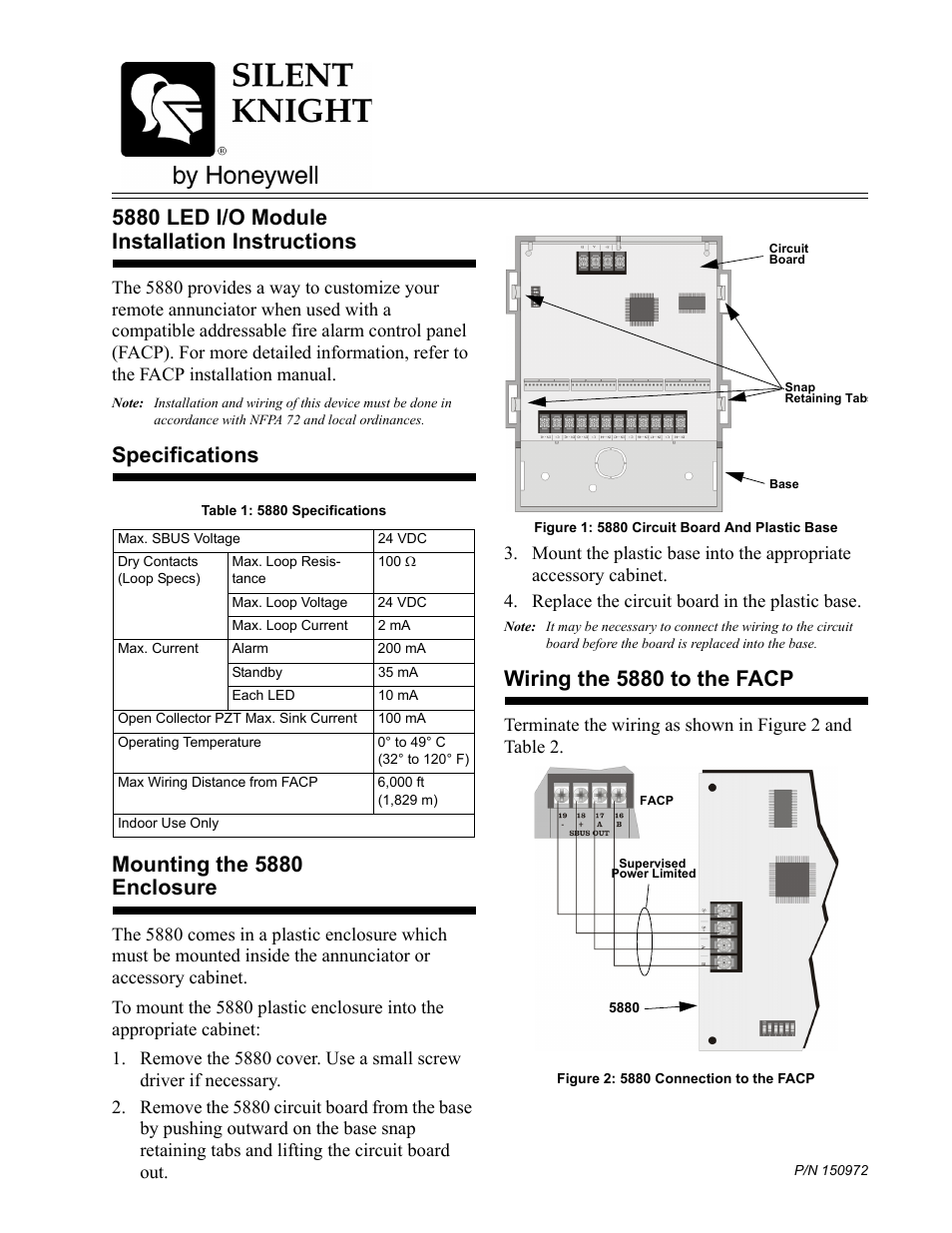 SilentKnight 5880 LED Driver Module User Manual | 2 pages