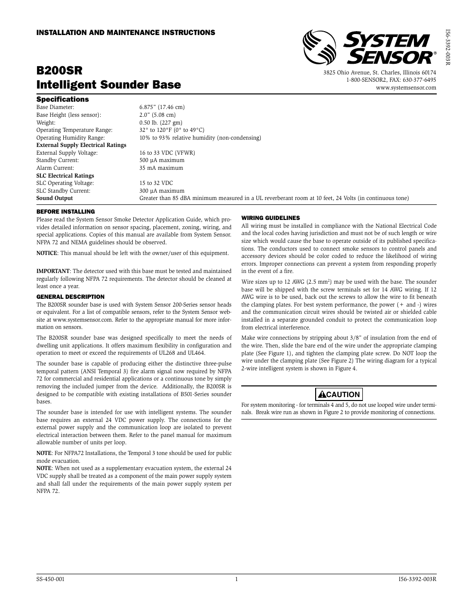 SilentKnight B200SR Sounder Base User Manual | 4 pages