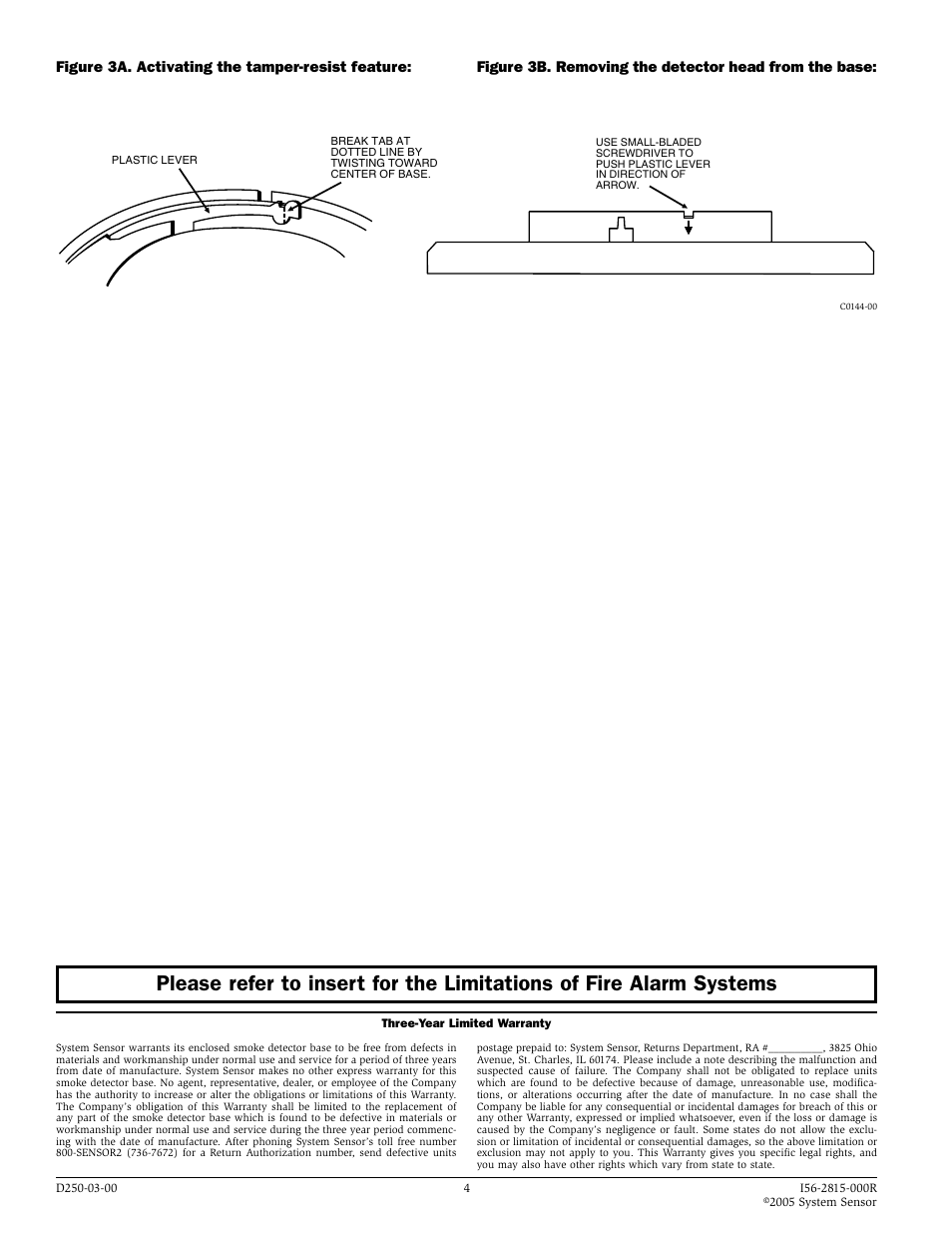 Figure 3a. activating the tamper-resist feature | SilentKnight B224RB 6 Mounting Base w/Built-in Relay User Manual | Page 4 / 4