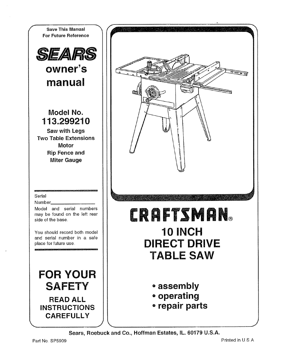 Craftsman 113.299210 User Manual | 56 pages