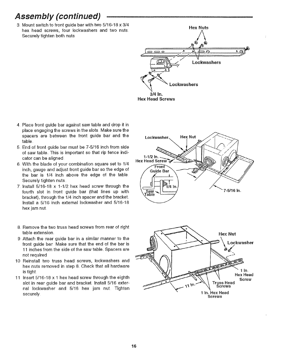 Assembly (continued) | Craftsman 113.299210 User Manual | Page 16 / 56