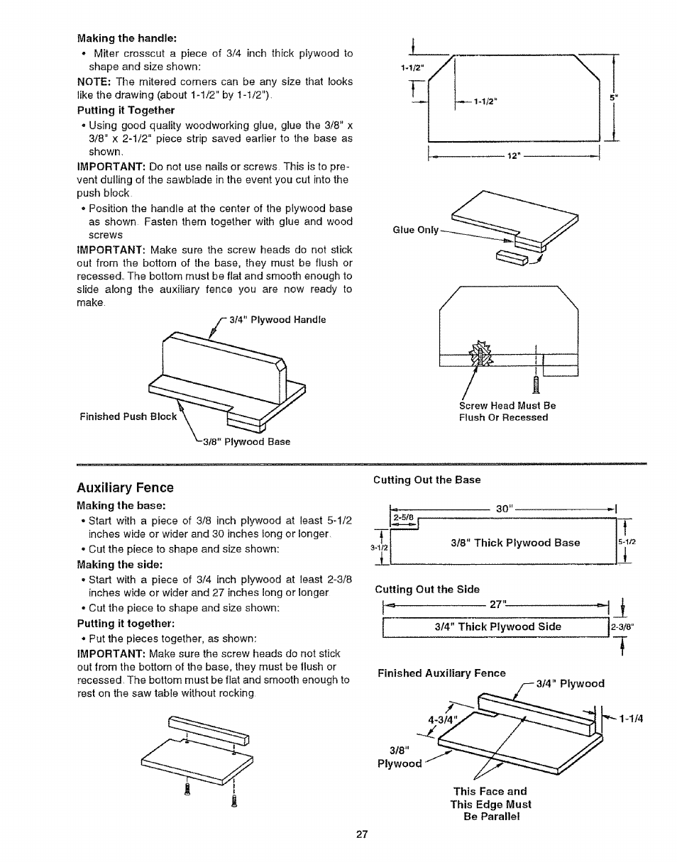 Auxiliary fence | Craftsman 113.299210 User Manual | Page 27 / 56