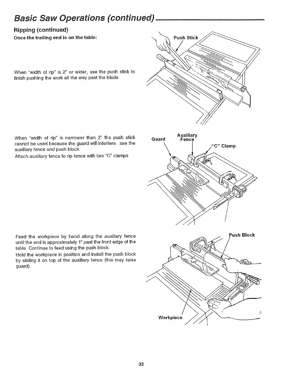 Flipping (continued), Basic saw operations (continued) | Craftsman 113.299210 User Manual | Page 32 / 56