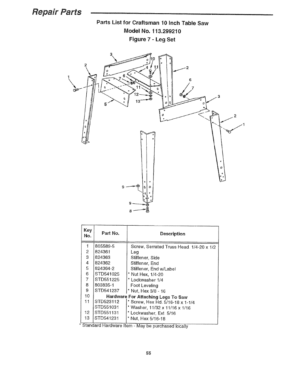 Craftsman 113.299210 User Manual | Page 55 / 56