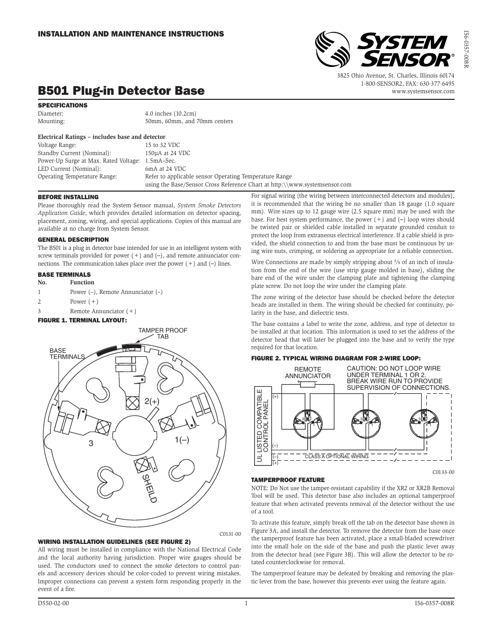 SilentKnight B501 4 Mounting Base User Manual | 2 pages