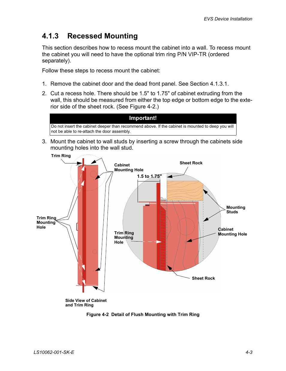 3 recessed mounting, 3 recessed mounting -3 | SilentKnight EVS User Manual | Page 25 / 74