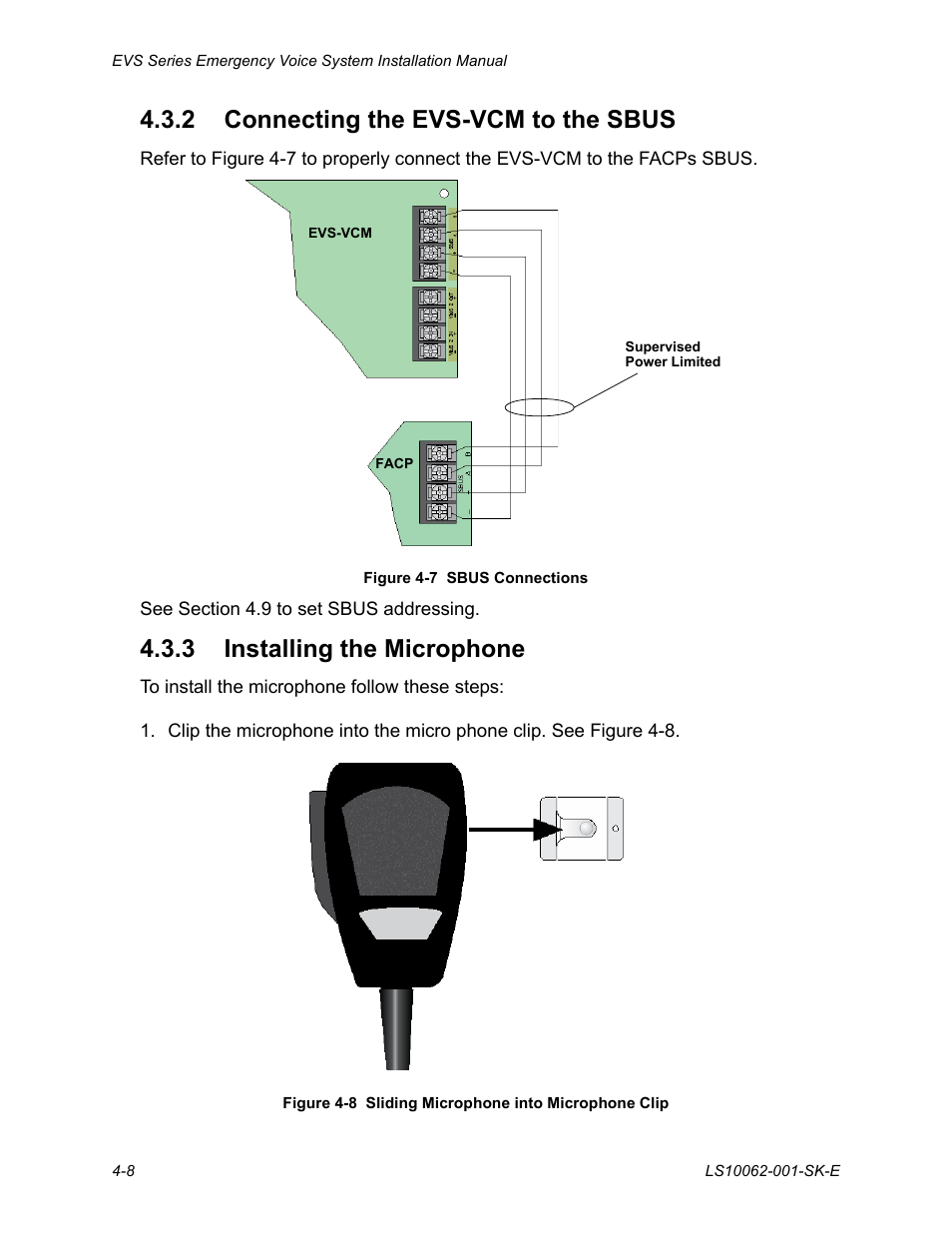 2 connecting the evs-vcm to the sbus, 3 installing the microphone | SilentKnight EVS User Manual | Page 30 / 74