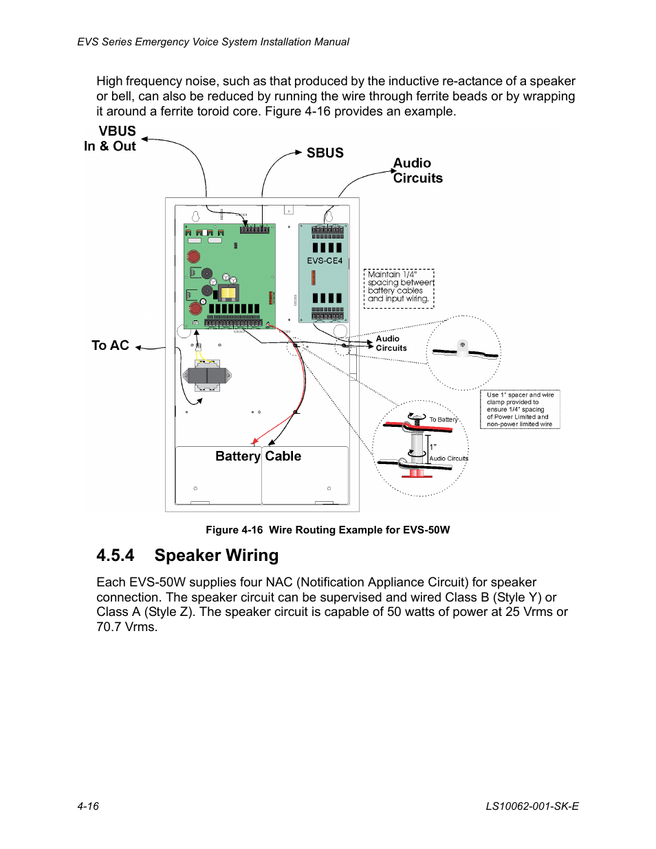 4 speaker wiring, 4 speaker wiring -16 | SilentKnight EVS User Manual | Page 38 / 74