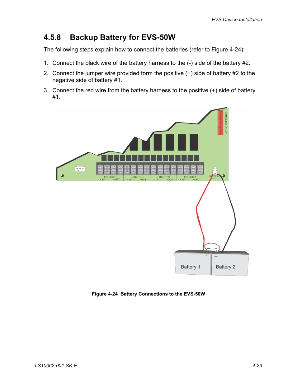 8 backup battery for evs-50w, 8 backup battery for evs-50w -23 | SilentKnight EVS User Manual | Page 45 / 74