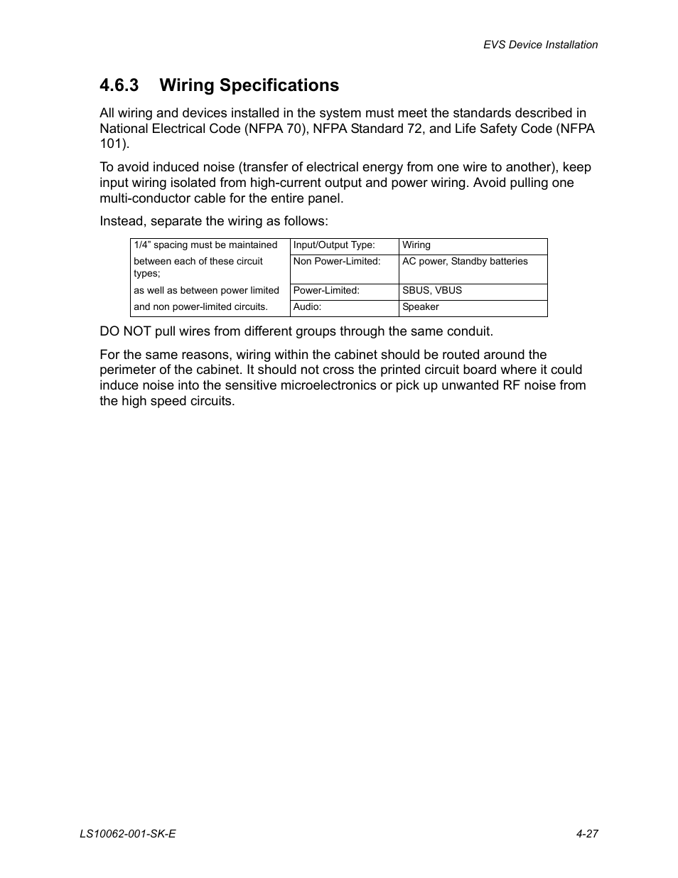 3 wiring specifications, 3 wiring specifications -27 | SilentKnight EVS User Manual | Page 49 / 74