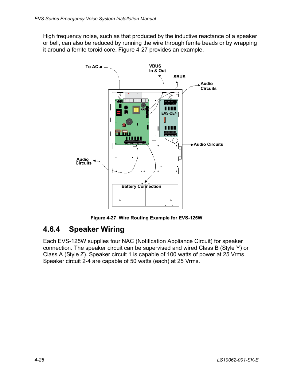 4 speaker wiring, 4 speaker wiring -28 | SilentKnight EVS User Manual | Page 50 / 74