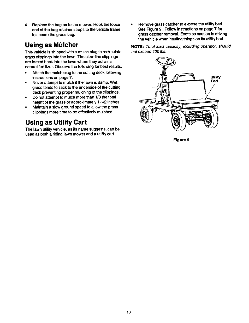 Using as miilcher, Using as utility cart | Craftsman 247.270250 User Manual | Page 13 / 65