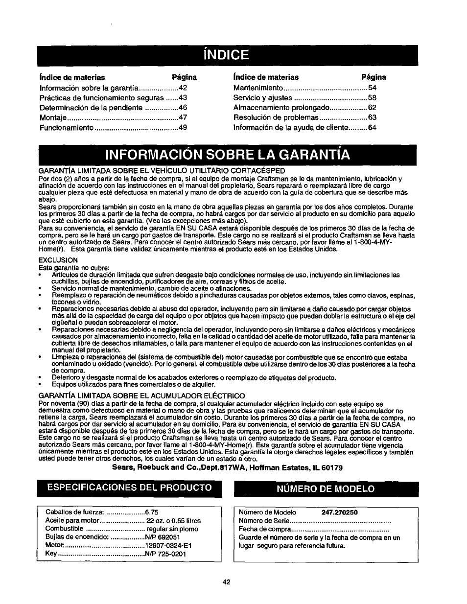 Craftsman 247.270250 User Manual | Page 42 / 65