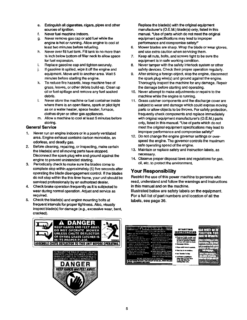 Your responsibility, A danger | Craftsman 247.270250 User Manual | Page 5 / 65