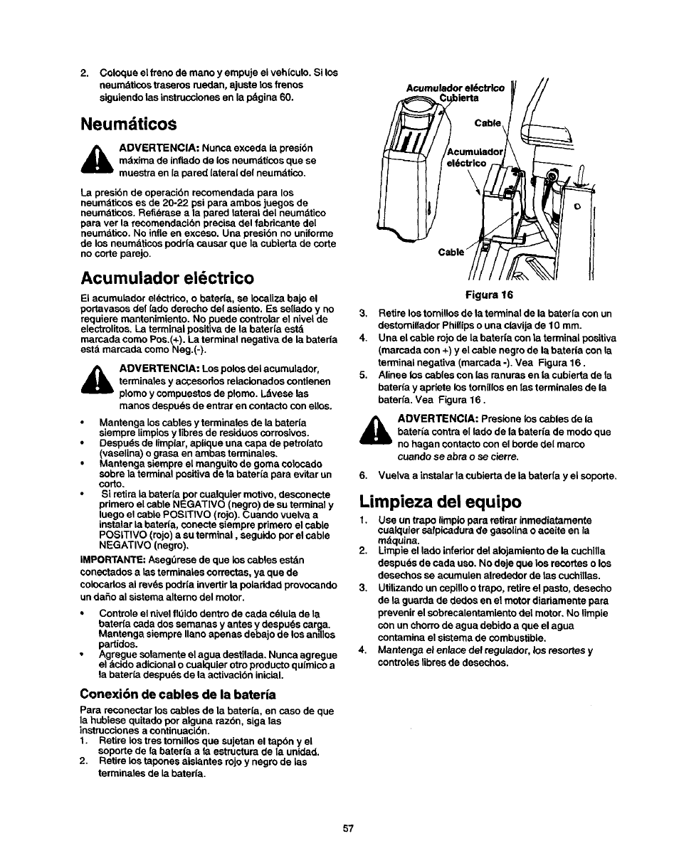 Ajuste la bujía de encendido, Especificaciones para afinación, Lubricación | Freno | Craftsman 247.270250 User Manual | Page 57 / 65