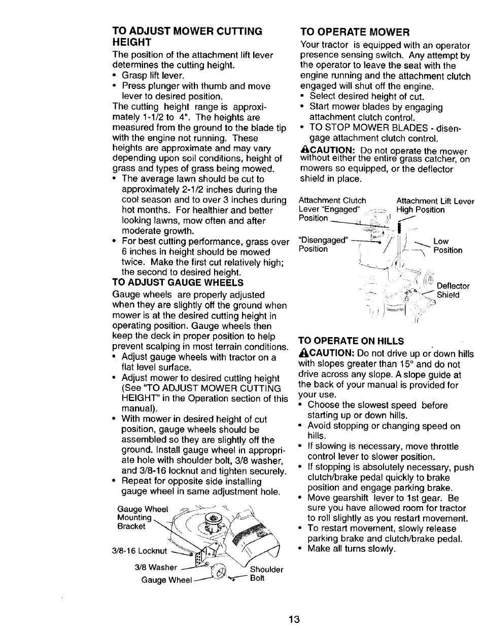 To adjust mower cutting height, To operate mower | Craftsman 917.270751 User Manual | Page 13 / 60