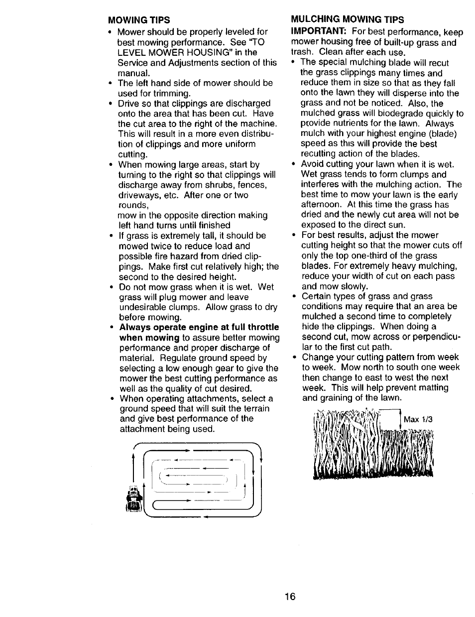 Mowing tips | Craftsman 917.270751 User Manual | Page 16 / 60