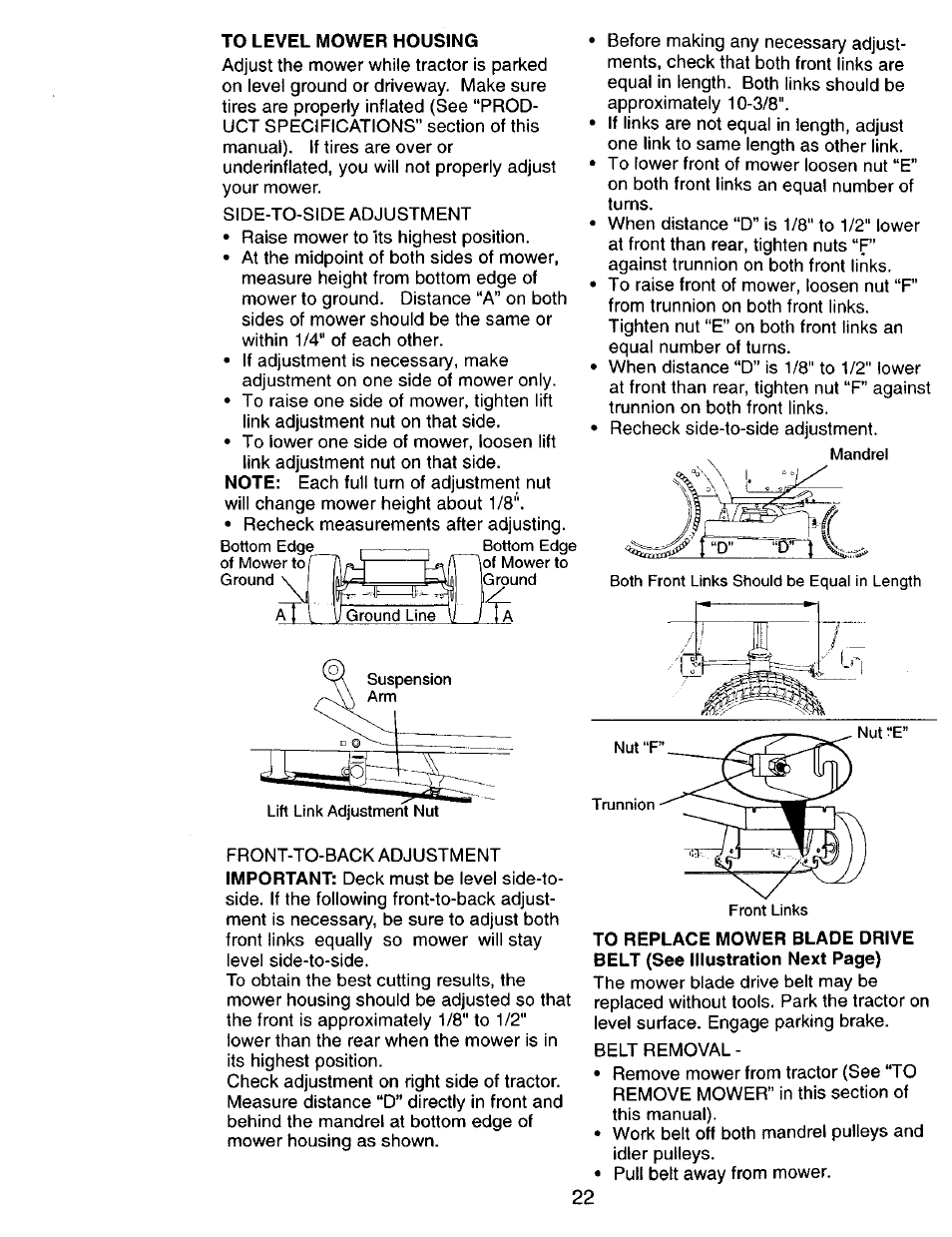 To level mower housing | Craftsman 917.270751 User Manual | Page 22 / 60