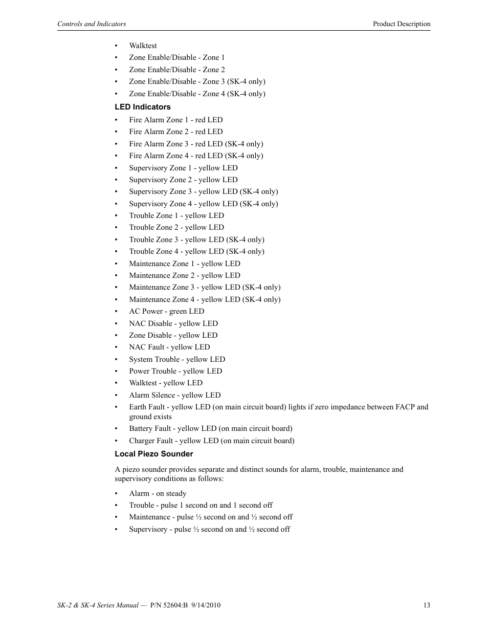 SilentKnight SK-4 Conventional FACP 2 & 4 Zone User Manual | Page 13 / 56