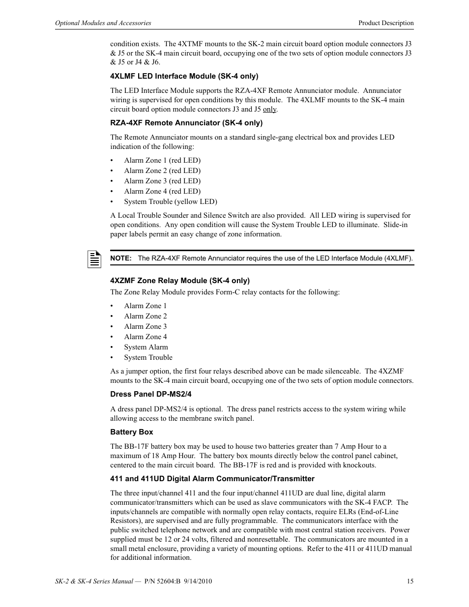SilentKnight SK-4 Conventional FACP 2 & 4 Zone User Manual | Page 15 / 56