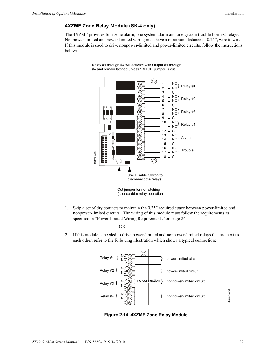 4xzmf zone relay module (sk-4 only) | SilentKnight SK-4 Conventional FACP 2 & 4 Zone User Manual | Page 29 / 56