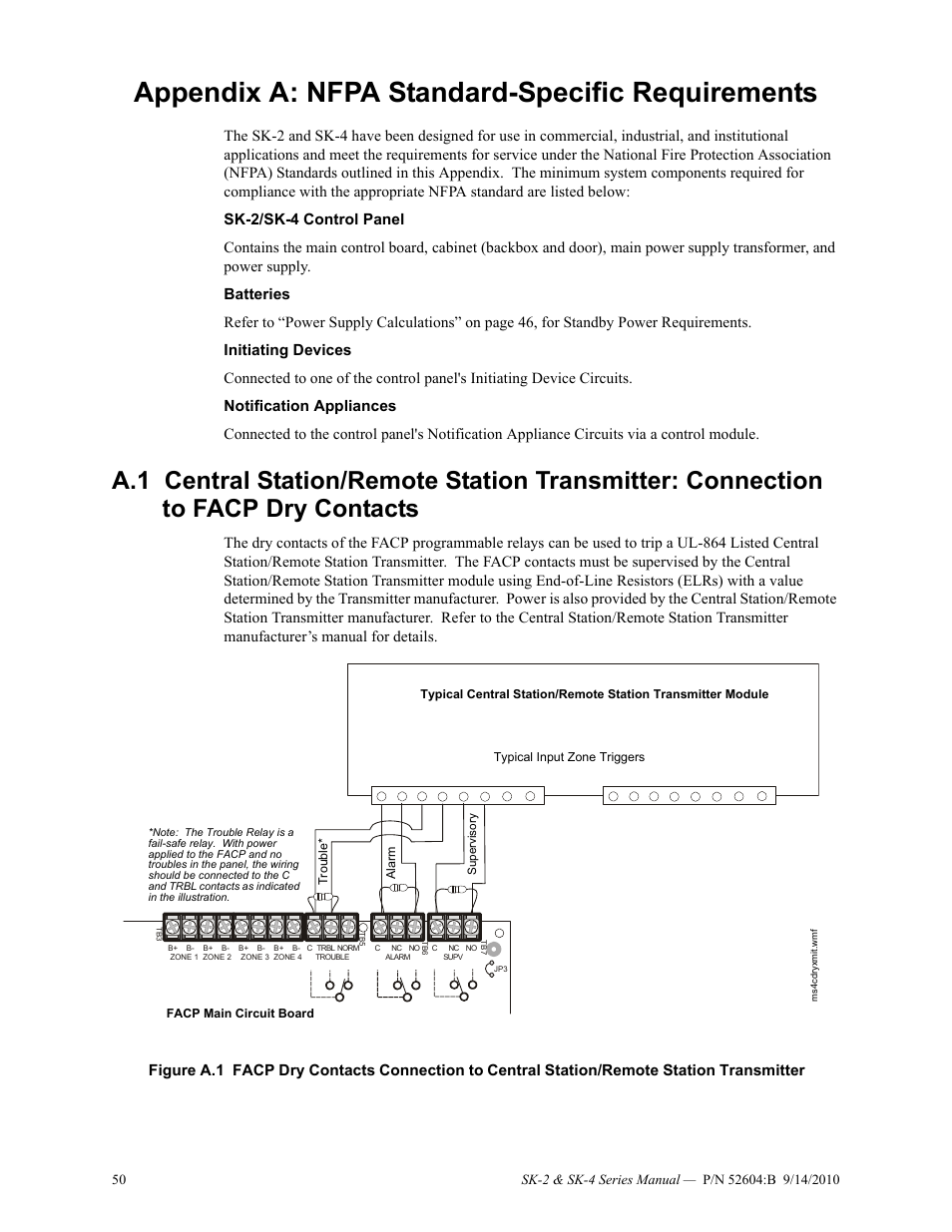 Appendix a: nfpa standard-specific requirements | SilentKnight SK-4 Conventional FACP 2 & 4 Zone User Manual | Page 50 / 56