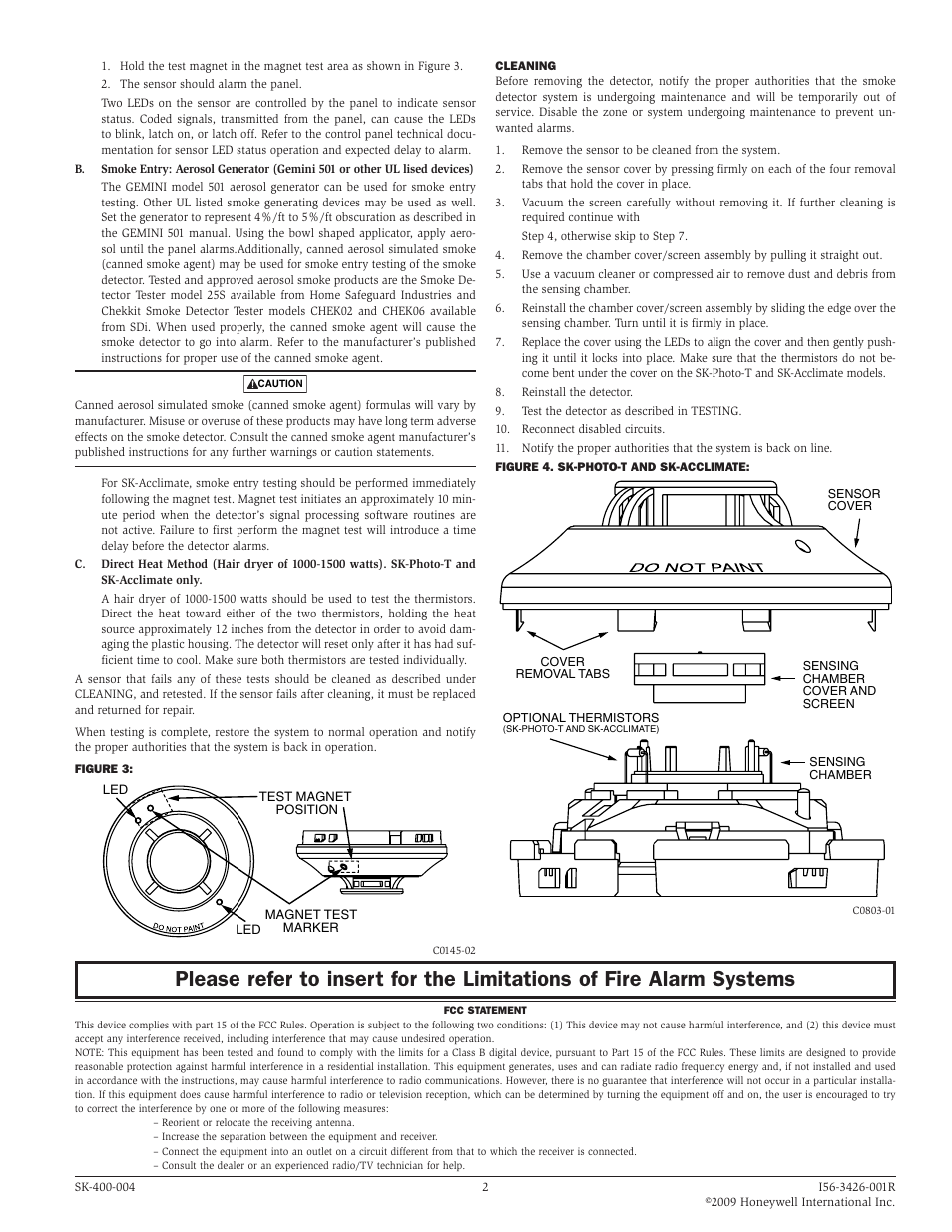 SilentKnight SK-Acclimate / SK-Photo / SK-Photo-T Addressable Photoelectric Smoke Detector w/Thermal User Manual | Page 2 / 2