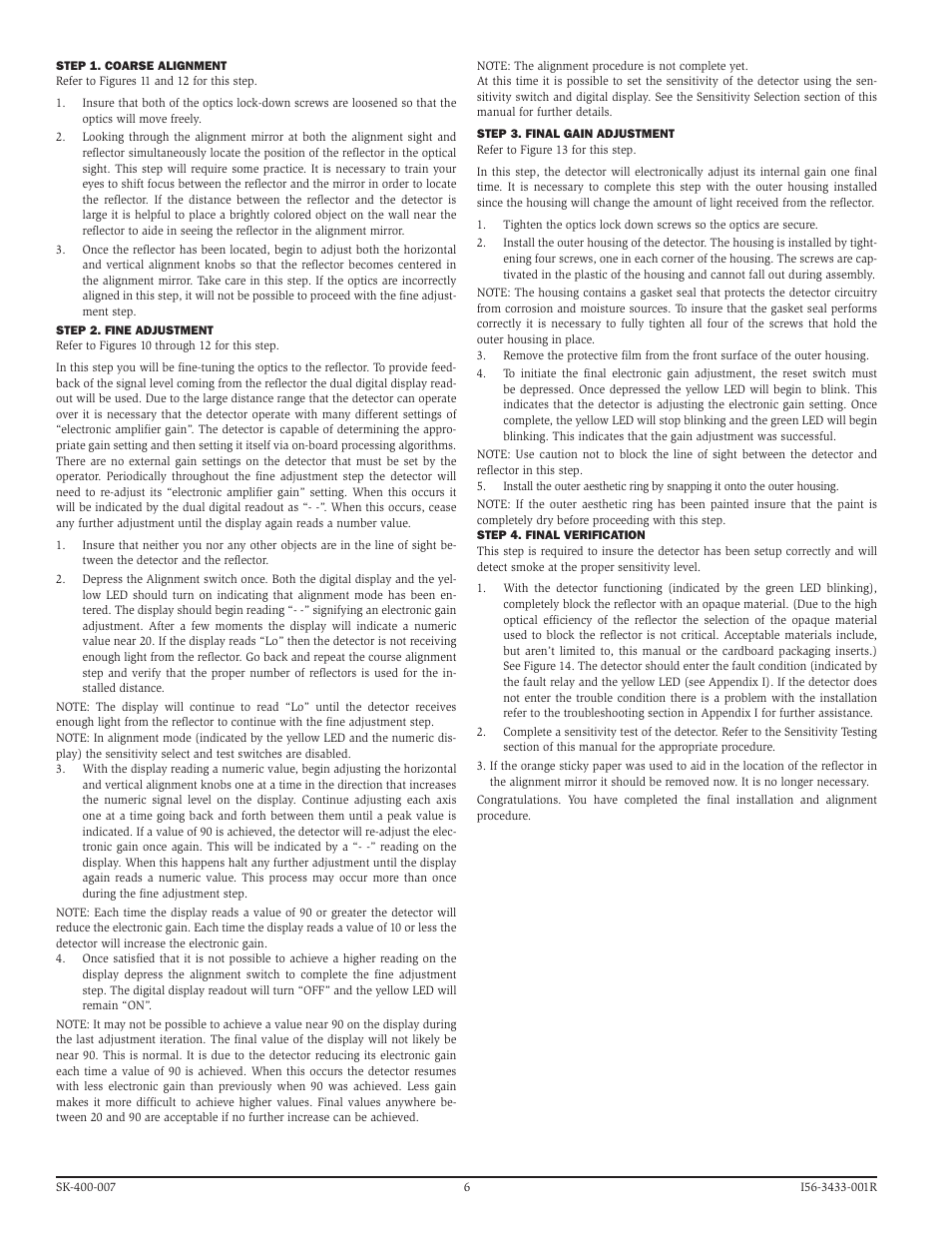 SilentKnight SK-Beam / SK-Beam-T Addressable Beam Smoke Detector w/Test User Manual | Page 6 / 15