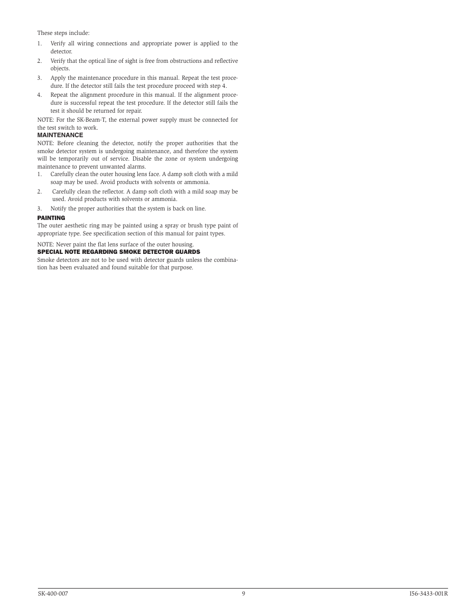 SilentKnight SK-Beam / SK-Beam-T Addressable Beam Smoke Detector w/Test User Manual | Page 9 / 15