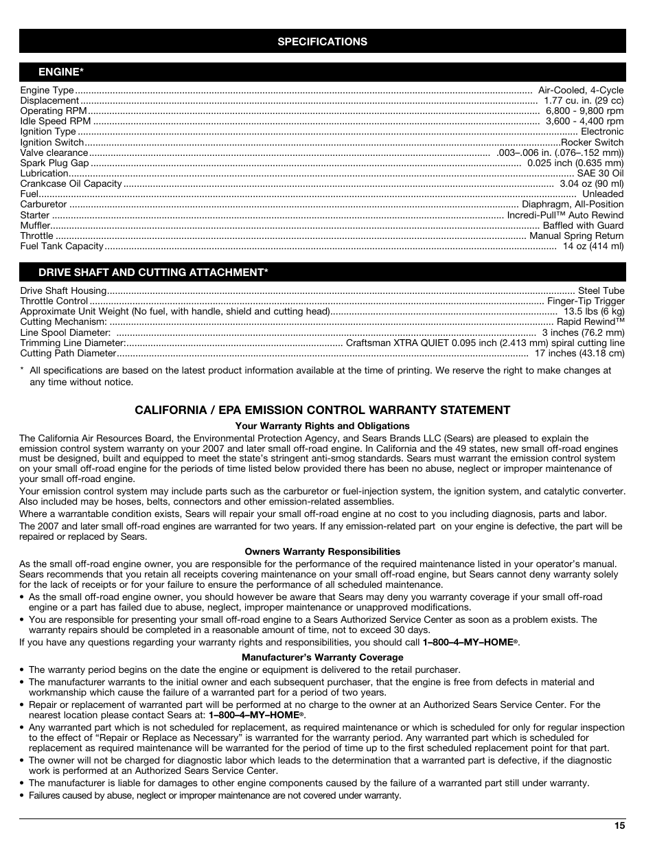 Craftsman 316.79191 User Manual | Page 15 / 40