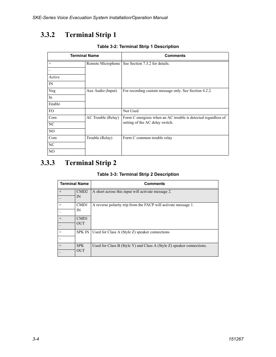 2 terminal strip 1 -4 3.3.3 terminal strip 2 -4 | SilentKnight SKE-450 Voice Evacuation Control Panel User Manual | Page 14 / 76