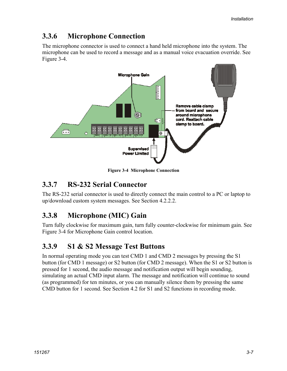 6 microphone connection, 7 rs-232 serial connector, 8 microphone (mic) gain | 9 s1 & s2 message test buttons | SilentKnight SKE-450 Voice Evacuation Control Panel User Manual | Page 17 / 76