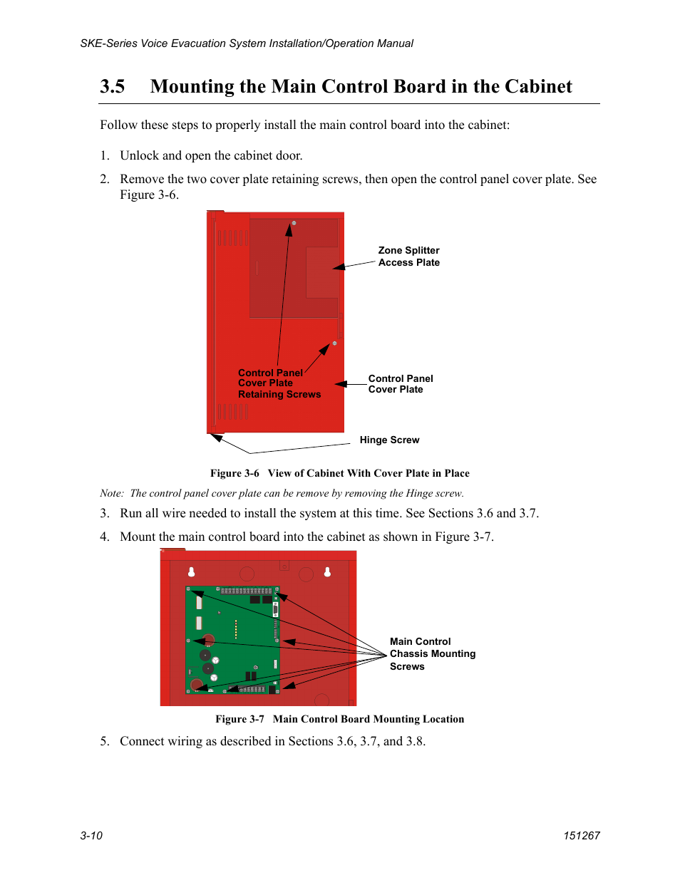 Mounting the main control board in the cabinet -10, 5 mounting the main control board in the cabinet | SilentKnight SKE-450 Voice Evacuation Control Panel User Manual | Page 20 / 76