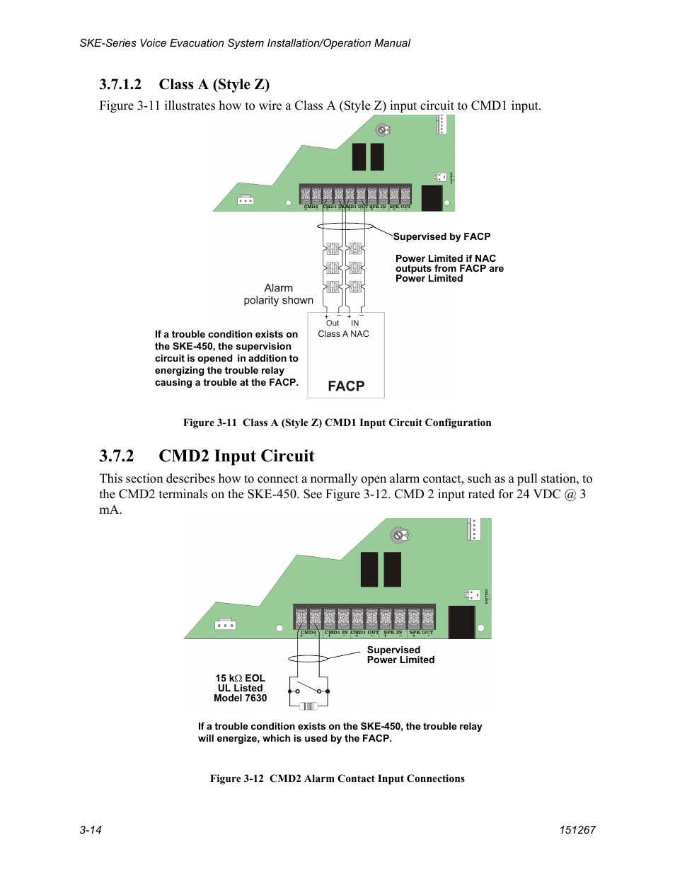 2 class a (style z) -14, 2 cmd2 input circuit -14, 2 cmd2 input circuit | 2 class a (style z) | SilentKnight SKE-450 Voice Evacuation Control Panel User Manual | Page 24 / 76