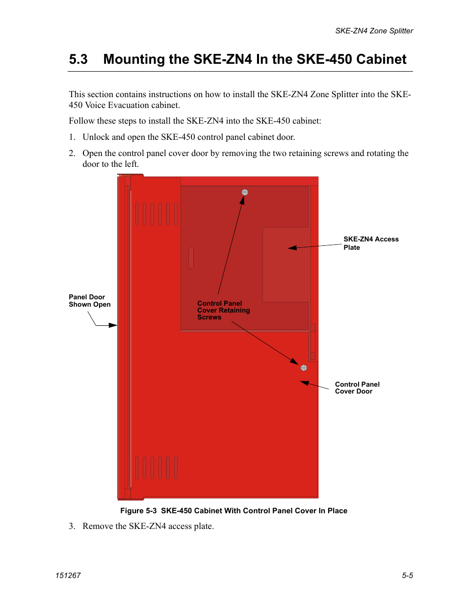 Mounting the ske-zn4 in the ske-450 cabinet -5 | SilentKnight SKE-450 Voice Evacuation Control Panel User Manual | Page 39 / 76