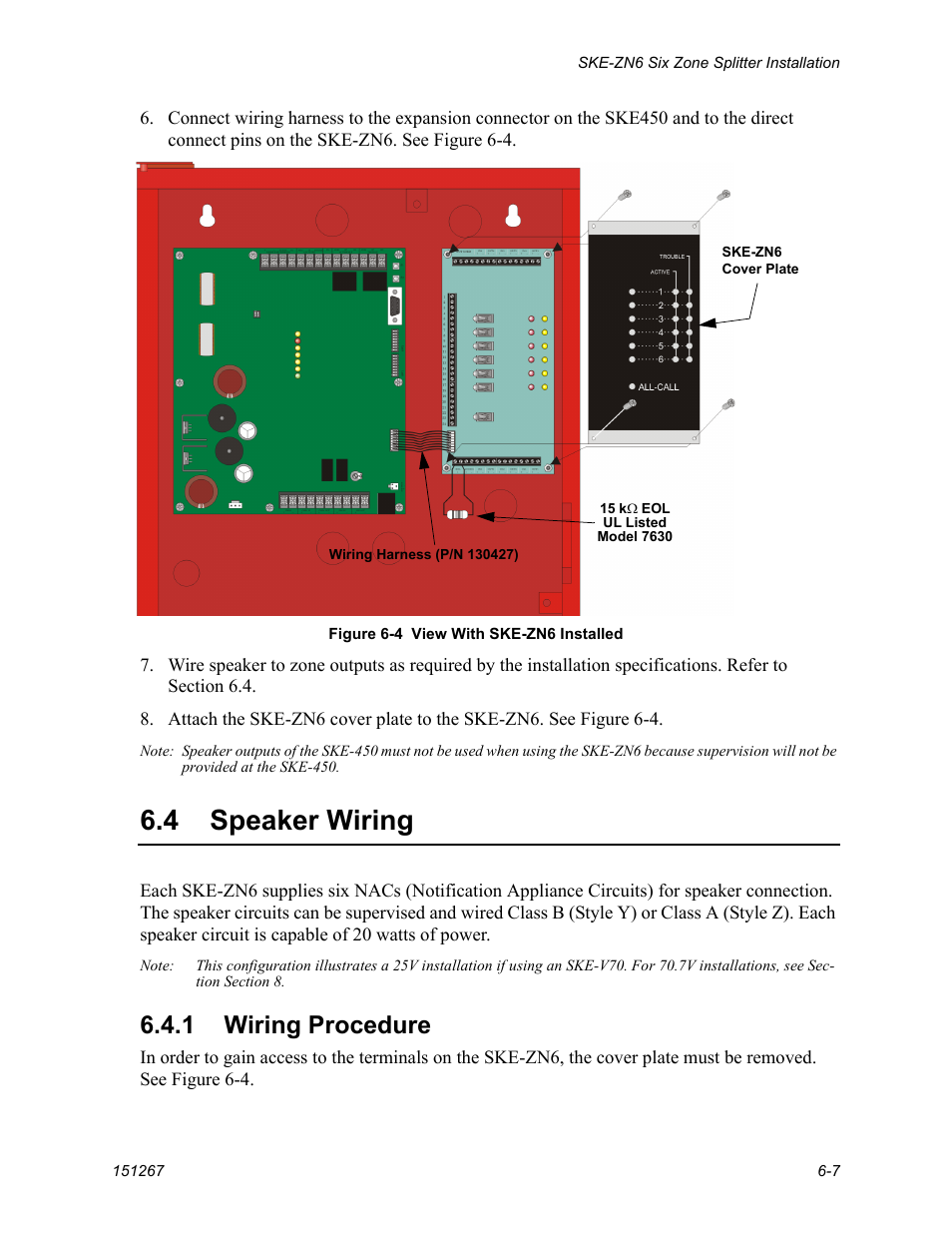 Speaker wiring -7, 1 wiring procedure -7, 4 speaker wiring | 1 wiring procedure | SilentKnight SKE-450 Voice Evacuation Control Panel User Manual | Page 51 / 76