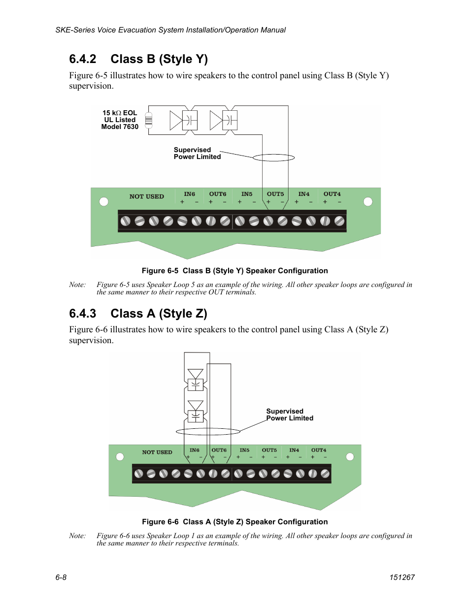 2 class b (style y) -8 6.4.3 class a (style z) -8, 2 class b (style y), 3 class a (style z) | SilentKnight SKE-450 Voice Evacuation Control Panel User Manual | Page 52 / 76